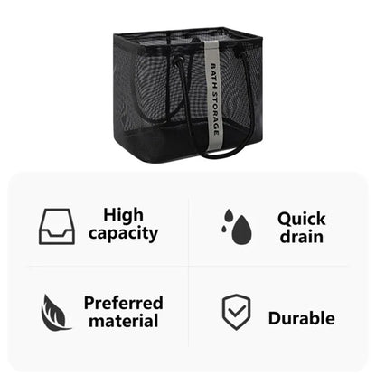 Bath Shampoo Organizer Handbag Polyester Fiber Mesh Shower Tote Bag (Short Type)
