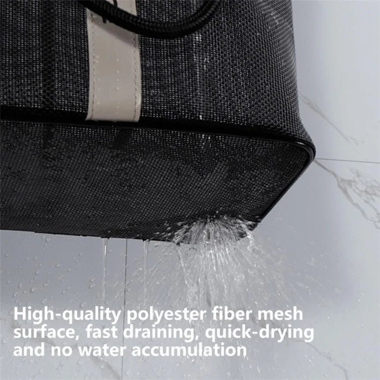 Bath Shampoo Organizer Handbag Polyester Fiber Mesh Shower Tote Bag (Short Type)