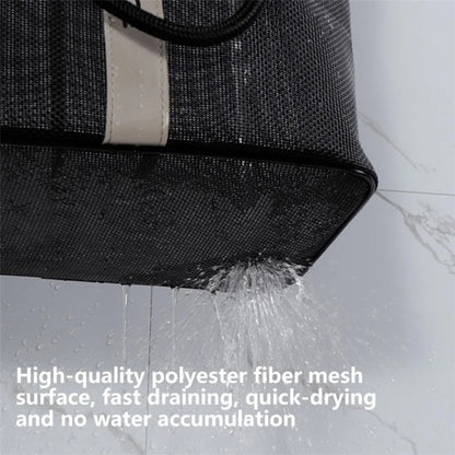 Bath Shampoo Organizer Handbag Polyester Fiber Mesh Shower Tote Bag (Short Type)