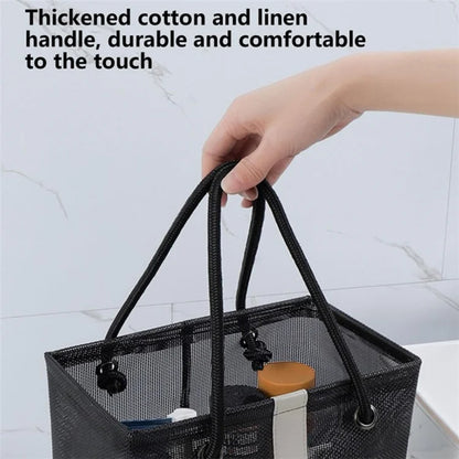 Bath Shampoo Organizer Handbag Polyester Fiber Mesh Shower Tote Bag (Short Type)