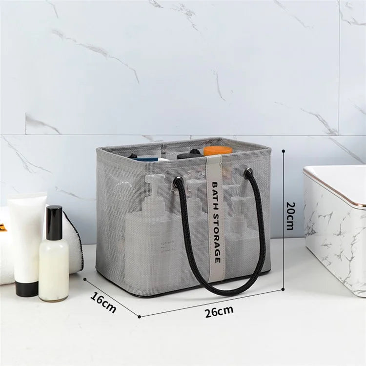 Bath Shampoo Organizer Handbag Polyester Fiber Mesh Shower Tote Bag (Short Type)
