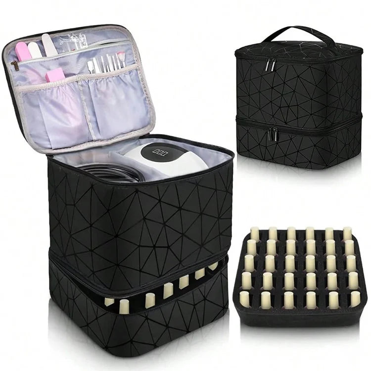 Nail Polish Storage Bag Double Layer Portable Manicure Tools Organizer Tote Bag