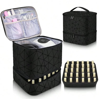 Nail Polish Storage Bag Double Layer Portable Manicure Tools Organizer Tote Bag