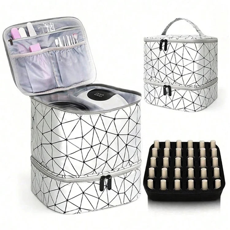 Nail Polish Storage Bag Double Layer Portable Manicure Tools Organizer Tote Bag