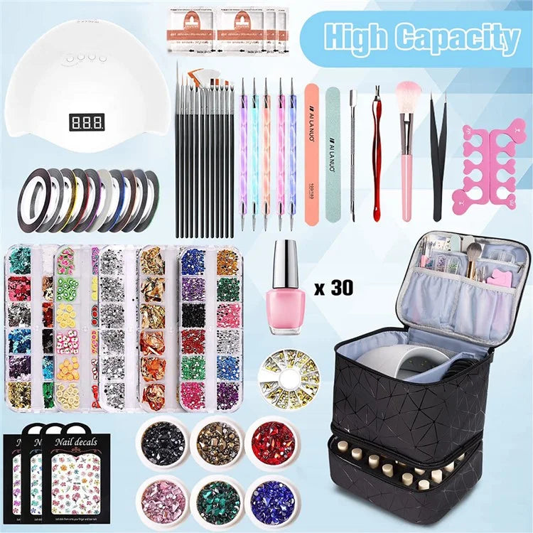 Nail Polish Storage Bag Double Layer Portable Manicure Tools Organizer Tote Bag
