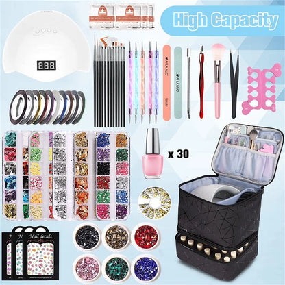 Nail Polish Storage Bag Double Layer Portable Manicure Tools Organizer Tote Bag