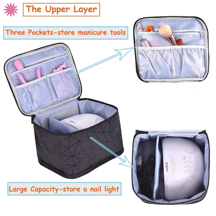 Nail Polish Storage Bag Double Layer Portable Manicure Tools Organizer Tote Bag