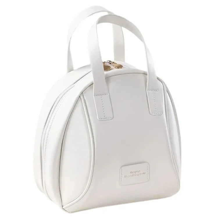 Handheld Shell Makeup Bag Large Capacity PU Leather+Polyester Travel Toiletries Storage Bag
