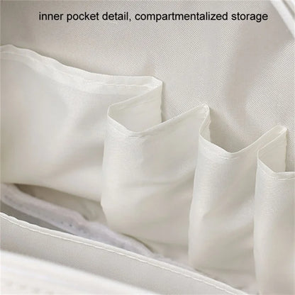 Handheld Shell Makeup Bag Large Capacity PU Leather+Polyester Travel Toiletries Storage Bag