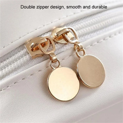 Handheld Shell Makeup Bag Large Capacity PU Leather+Polyester Travel Toiletries Storage Bag