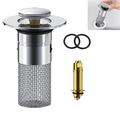304 Stainless Steel Drain Filter Plug Pop Up Basin Stopper Hair Catcher Shower Sink Strainer