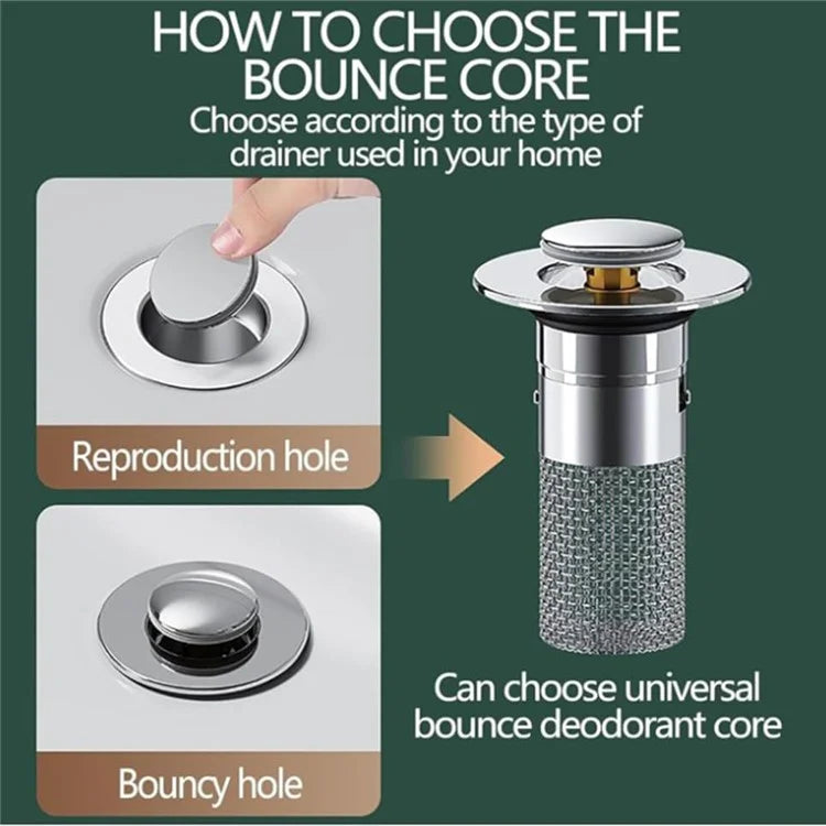 304 Stainless Steel Drain Filter Plug Pop Up Basin Stopper Hair Catcher Shower Sink Strainer