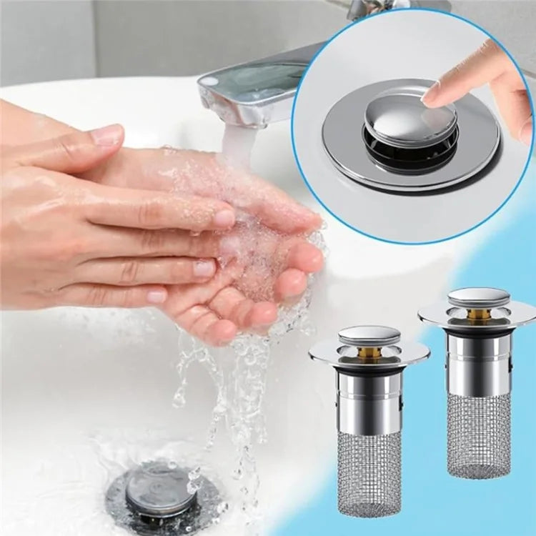 304 Stainless Steel Drain Filter Plug Pop Up Basin Stopper Hair Catcher Shower Sink Strainer