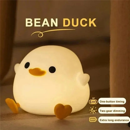 Cute Cartoon Duck Night Light Eye Protection Tap Dimmable Table Lamp with Timer