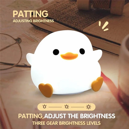 Cute Cartoon Duck Night Light Eye Protection Tap Dimmable Table Lamp with Timer