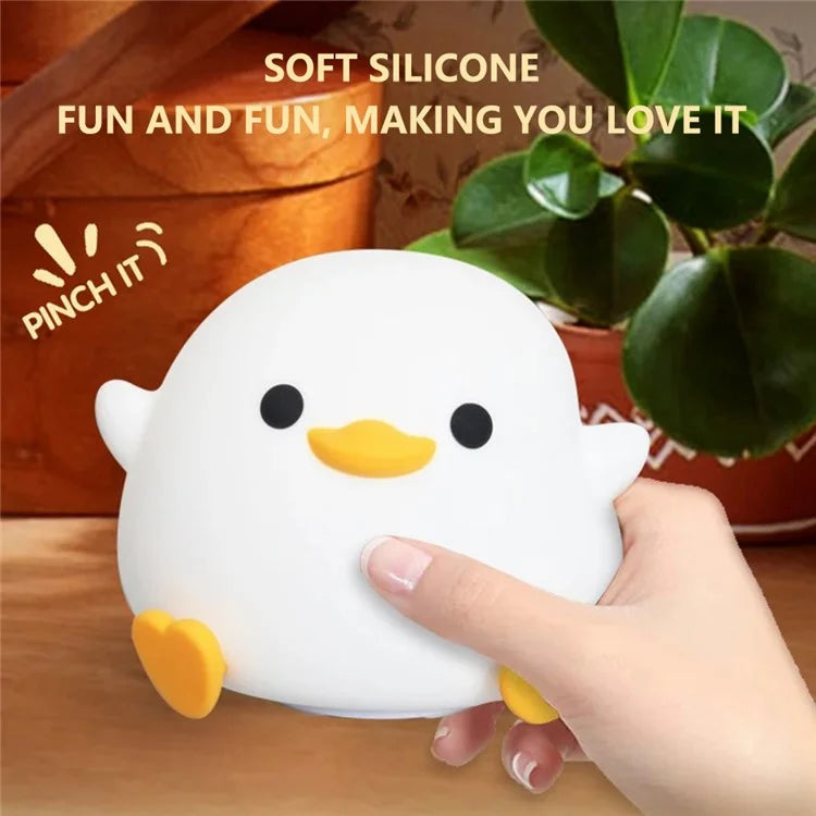 Cute Cartoon Duck Night Light Eye Protection Tap Dimmable Table Lamp with Timer