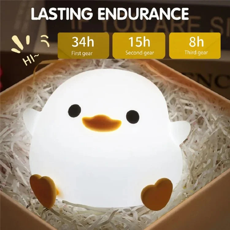 Cute Cartoon Duck Night Light Eye Protection Tap Dimmable Table Lamp with Timer