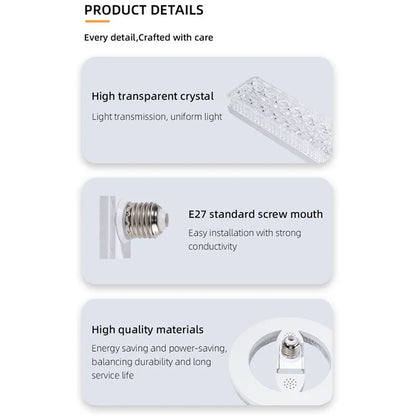 E27 24W LED Crystal Bar Light Energy Saving Bright Indoor Lamp, White Light 40cm
