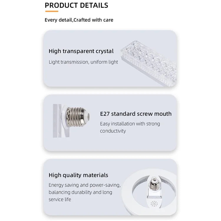 E27 18W LED Crystal Bar Light Energy Saving Bright Indoor Lamp, White Light 30cm