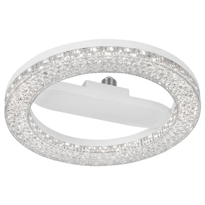 E27 24W Round LED Crystal Light Energy Saving Bright Indoor Lamp, White Light 23cm