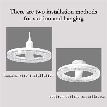 E27 24W Round LED Crystal Light Energy Saving Bright Indoor Lamp, White Light 23cm