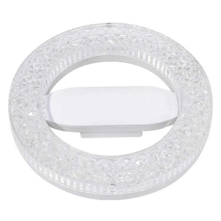 E27 18W Round LED Crystal Light Energy Saving Bedroom Dining Room Lamp, White Light 18cm