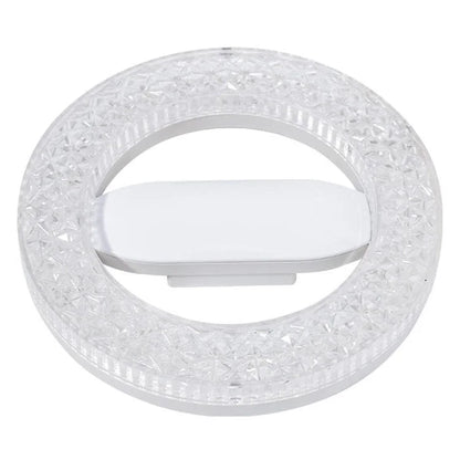 E27 18W Round LED Crystal Light Energy Saving Bedroom Dining Room Lamp, White Light 18cm