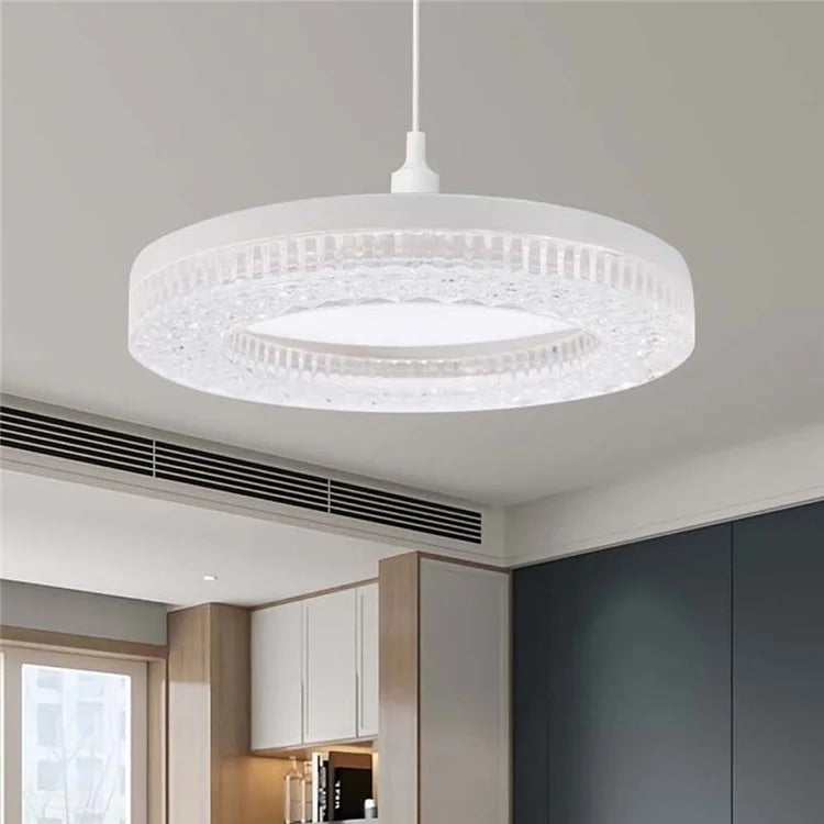 E27 18W Round LED Crystal Light Energy Saving Bedroom Dining Room Lamp, White Light 18cm