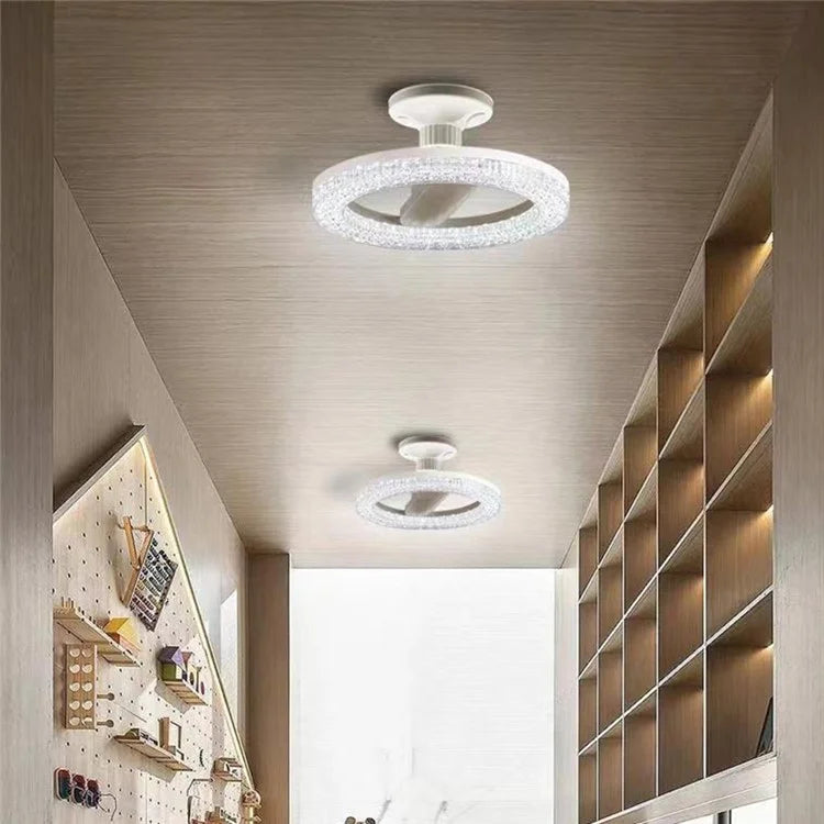 E27 18W Round LED Crystal Light Energy Saving Bedroom Dining Room Lamp, White Light 18cm