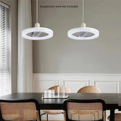 E27 18W Round LED Crystal Light Energy Saving Bedroom Dining Room Lamp, White Light 18cm