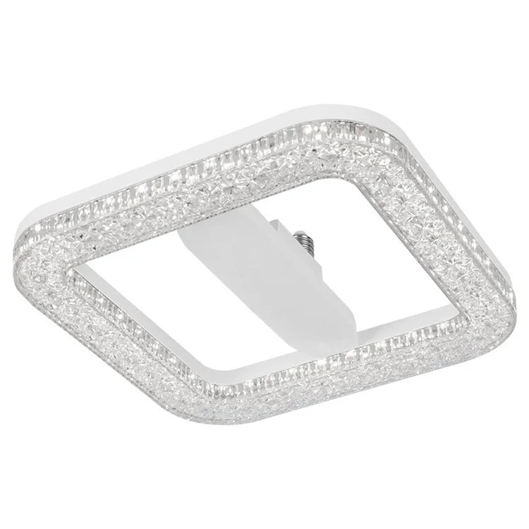 E27 24W Square LED Crystal Light Energy Saving Bedroom Dining Room Home Lamp, White Light 23cm
