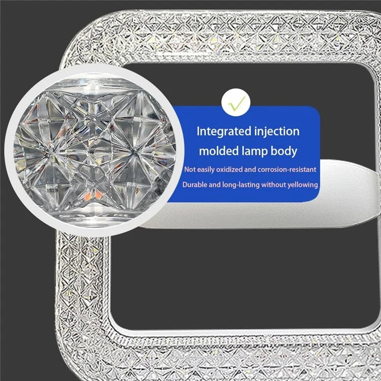 E27 24W Square LED Crystal Light Energy Saving Bedroom Dining Room Home Lamp, White Light 23cm