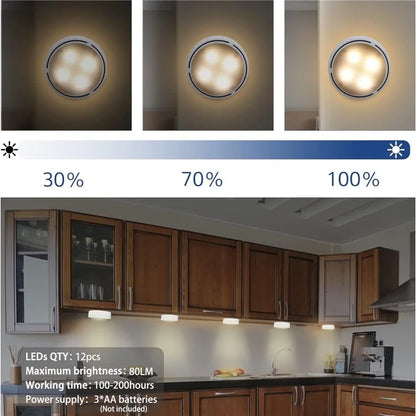6Pcs Cabinet Bedside Round Lamp Dimmable Timing RGB LED Night Light with 2 Remote Control