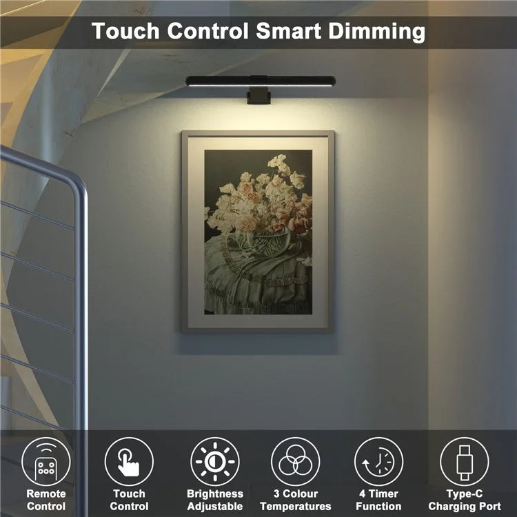 40cm 2.2W Wall Picture Dimmable Light Magnetic Rechargeable Oil Painting Display Lamp with Remote Controller
