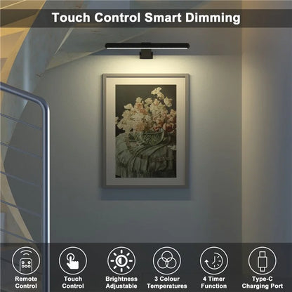 40cm 2.2W Wall Picture Dimmable Light Magnetic Rechargeable Oil Painting Display Lamp with Remote Controller