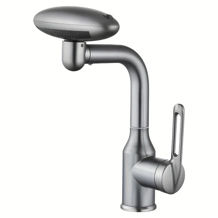 Wash Basin Rotatable Four Modes Hot and Cold Water Faucet Home Bathroom Tap with 2 Water Inlet Pipes - Grey