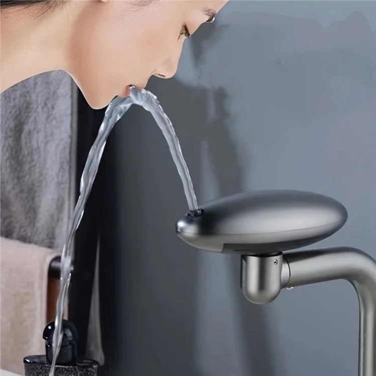 Wash Basin Rotatable Four Modes Hot and Cold Water Faucet Home Bathroom Tap with 2 Water Inlet Pipes - Grey