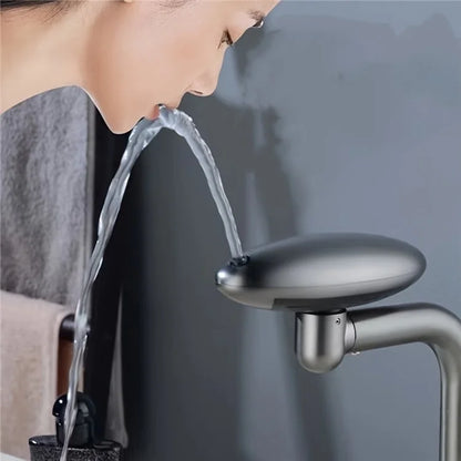 Wash Basin Rotatable Four Modes Hot and Cold Water Faucet Home Bathroom Tap with 2 Water Inlet Pipes - Grey