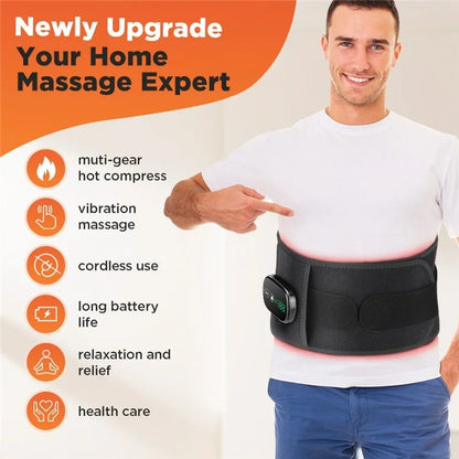 Red Light Heating Waist Belt 3 Gears Vibration Massage Therapy Wrap with Timer (CE Certified)