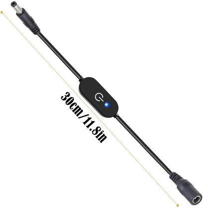 JUNSUNMAY 30cm DC 5.5x2.1mm Male to Female LED Touch Inline Dimmer Switch Controller for Single Color