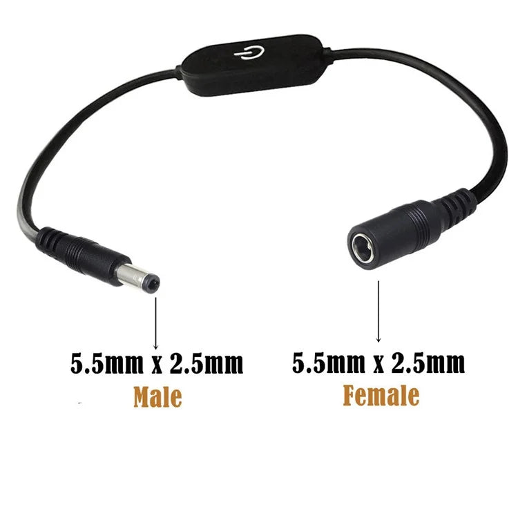 JUNSUNMAY 30cm DC 5.5x2.1mm Male to Female LED Touch Inline Dimmer Switch Controller for Single Color