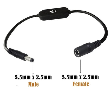 JUNSUNMAY 30cm DC 5.5x2.1mm Male to Female LED Touch Inline Dimmer Switch Controller for Single Color