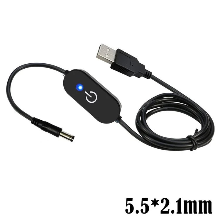 JUNSUNMAY DC 5.5x2.1mm to USB LED Touch Inline Dimmer Switch Controller for Single Color, Length 100cm