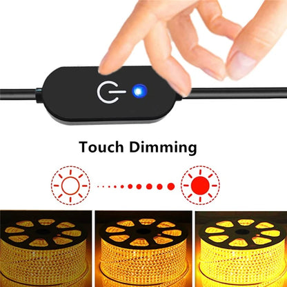 JUNSUNMAY DC 5.5x2.1mm to USB LED Touch Inline Dimmer Switch Controller for Single Color, Length 100cm