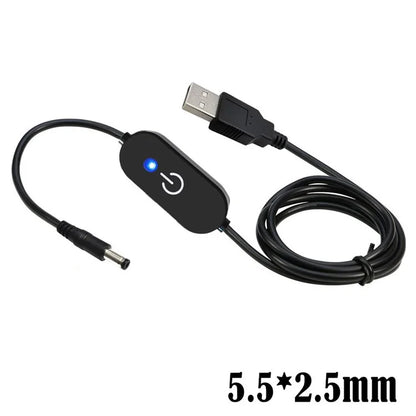 JUNSUNMAY 1m DC 5.5x2.5mm to USB Indicator Design LED Touch Inline Dimmer Switch Controller for Single Color