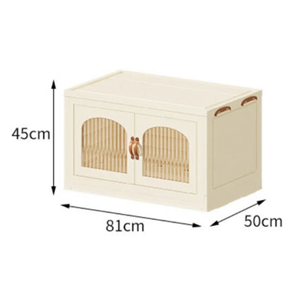 Single Layer Plastic Organizer Box Clothes Toys Storage Foldable Container with Leather Handle (No Wheels)