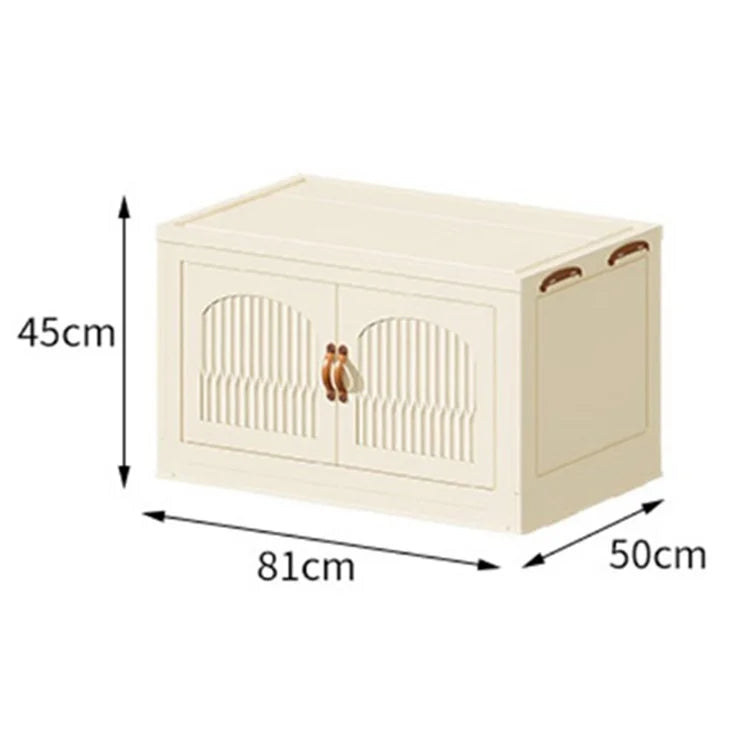 Single Layer Plastic Organizer Box Clothes Toys Storage Foldable Container with Leather Handle (No Wheels)