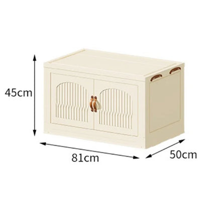 Single Layer Plastic Organizer Box Clothes Toys Storage Foldable Container with Leather Handle (No Wheels)