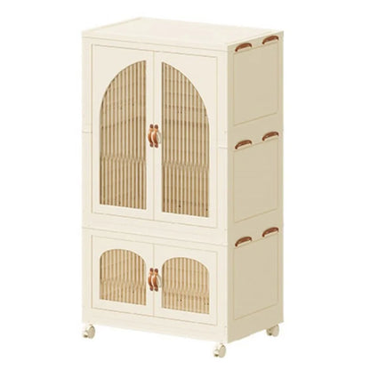 Double Layer Plastic Wardrobe Clothing Snack Toy Storage Foldable Box with Pulley