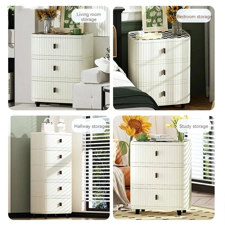 4 Layers PP + MDF Board Home Storage Cabinet Bedside Nightstand Living Room Drawer (30CM Wide), Size: S